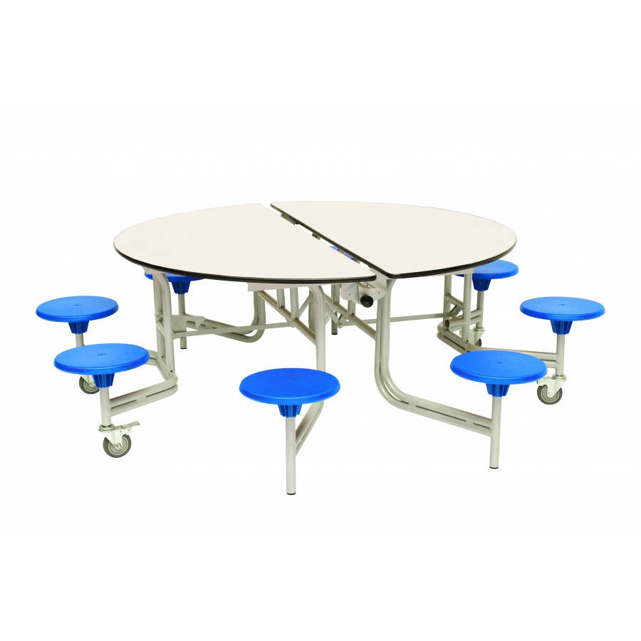 Round Mobile Folding Dining Table with 8 Seats